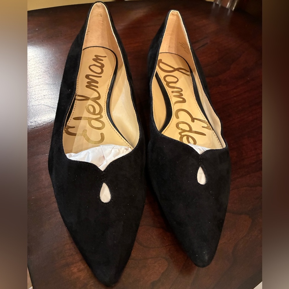 Sam Edelman-Ruby Size 8 Black Leather Suede Comfy Flats Ballerina Loafers.